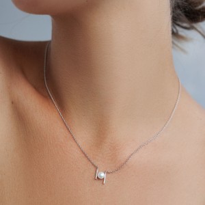 Colier argint cu perla naturala alba si cristale DiAmanti SK24461N_W-G (Argint 925‰ 2,1 g.)
